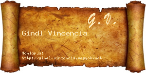 Gindl Vincencia névjegykártya
